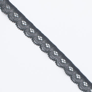 Stretch Lace Trim 15mm Design-3N Dark Grey