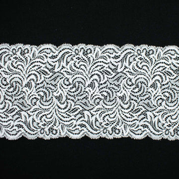 Off White Floral Stretch Raschel Lace Trim 130mm