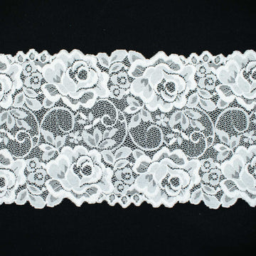 Off White Floral Vines Stretch Raschel Lace Trim 165mm