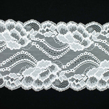 White Floral Stretch Raschel Lace Trim 165mm