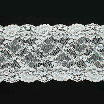 Off White Floral Vines Stretch Raschel Lace Trim 170mm