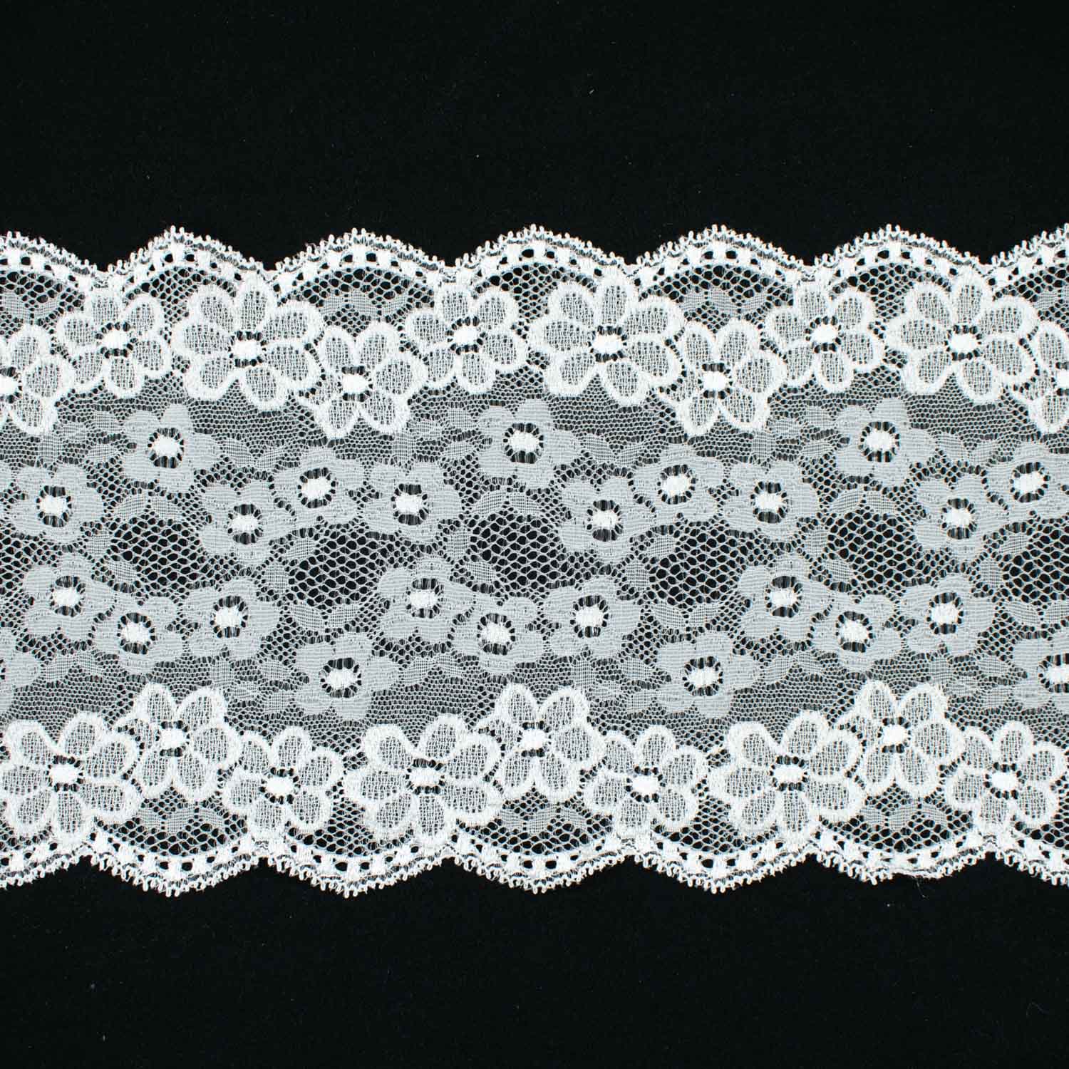 White Floral Stretch Raschel Lace Trim 170mm