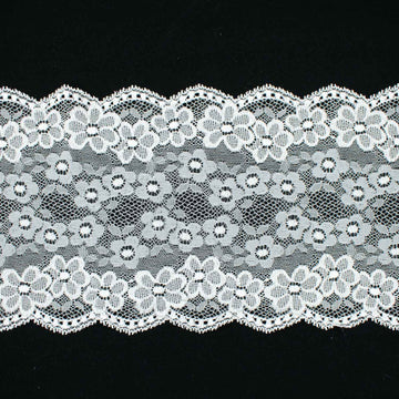 White Floral Stretch Raschel Lace Trim 170mm