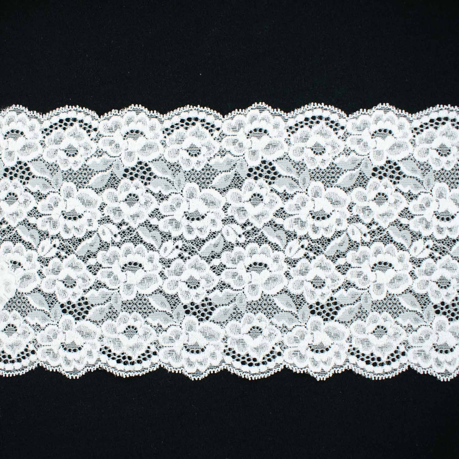 White Blossom Stretch Raschel Lace Trim 170mm