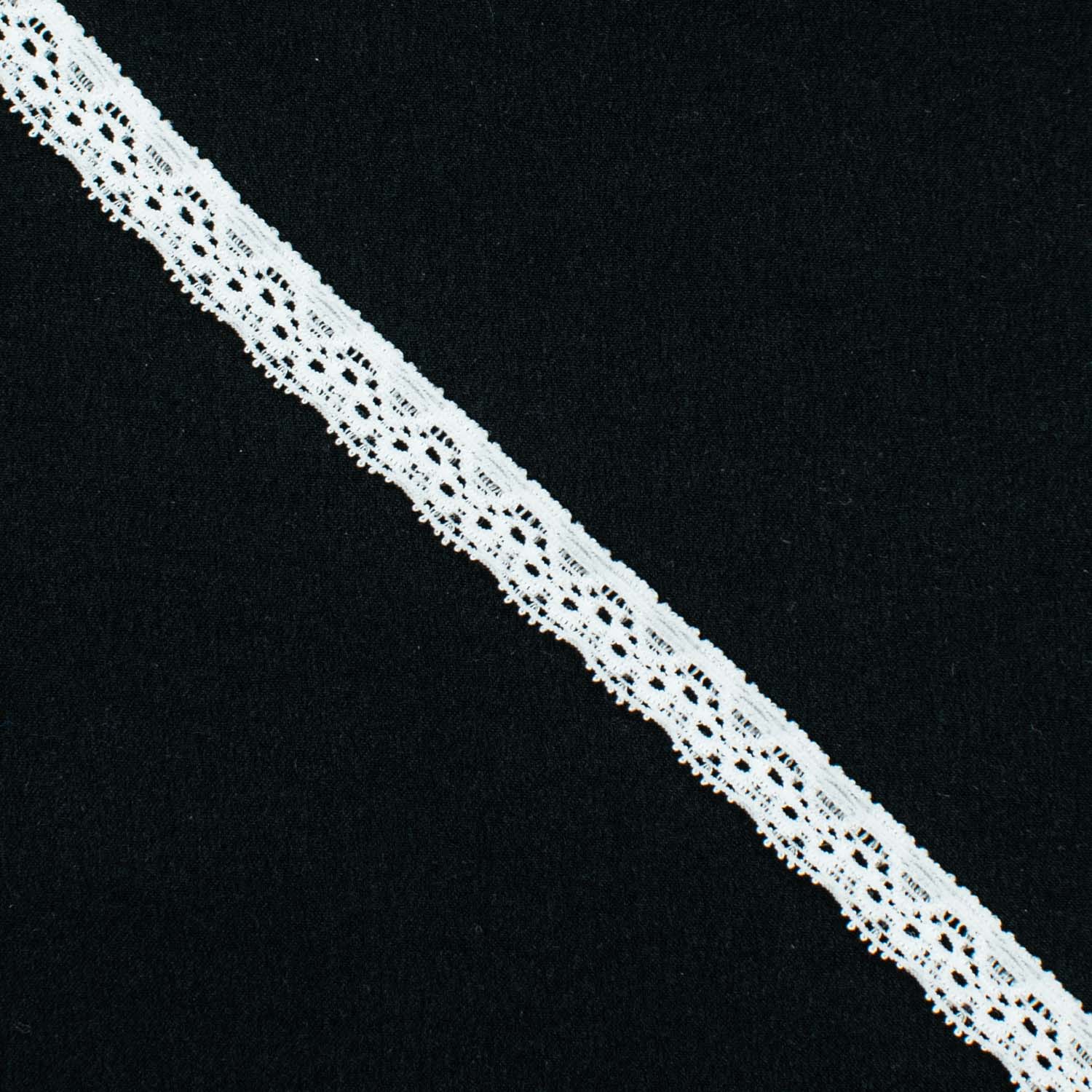 Stretch Lace Trim 10mm Design-KA White