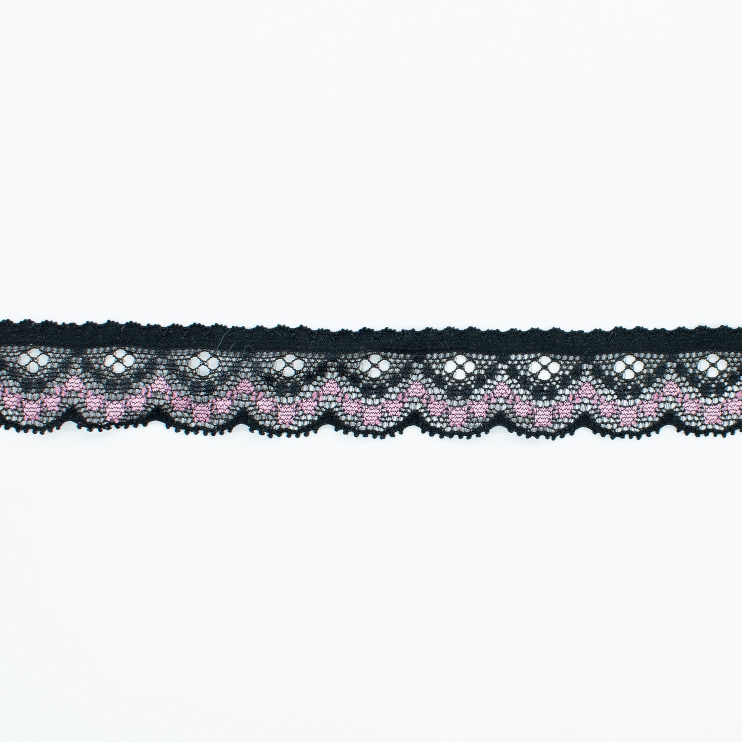 Stretch Lace Trim 25mm Design-3N Black/Pink