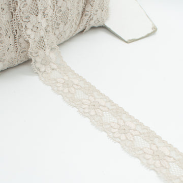 Stretch Lace Trim 30mm Design-S6 Stone