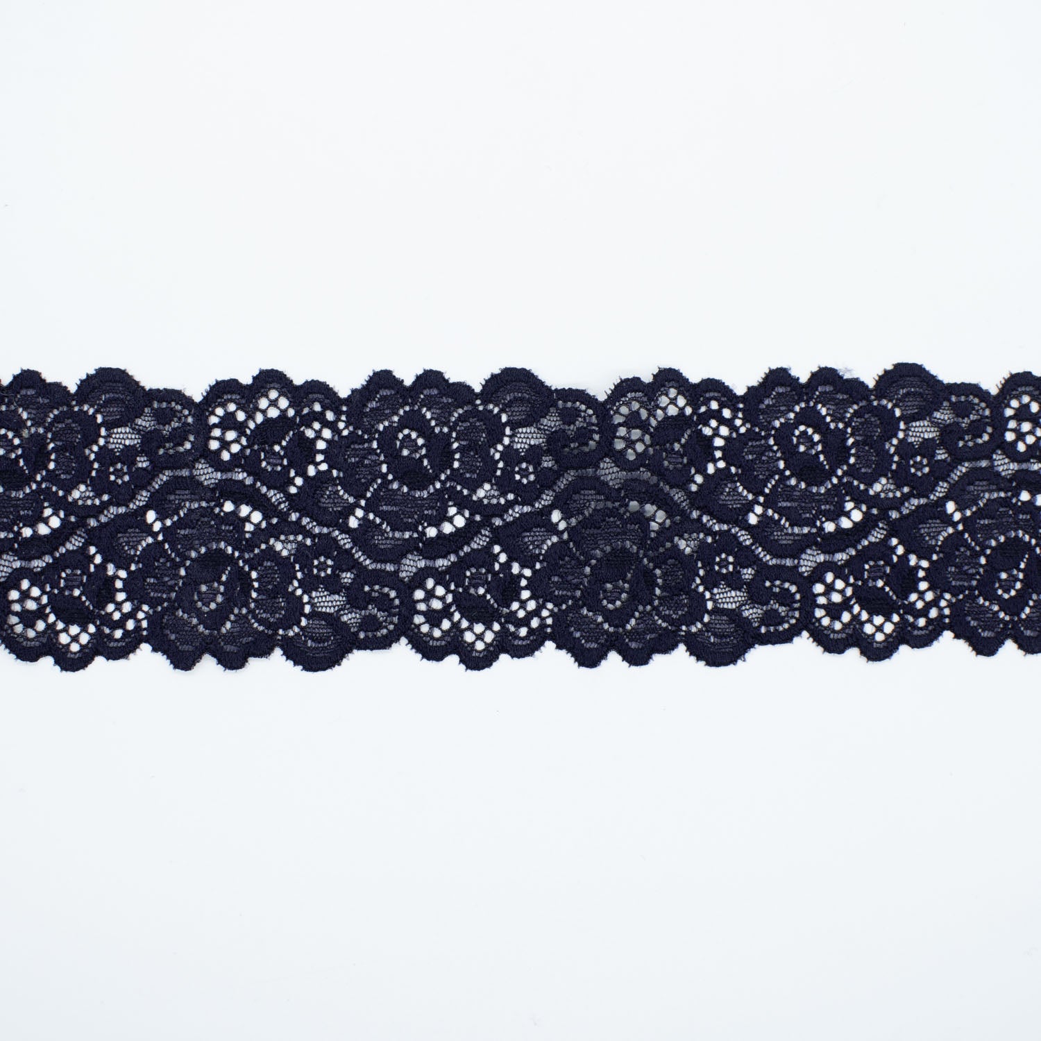 Stretch Raschel Lace Trim 65mm Design-87 Navy Blue