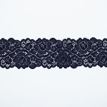 Stretch Raschel Lace Trim 65mm Design-87 Navy Blue