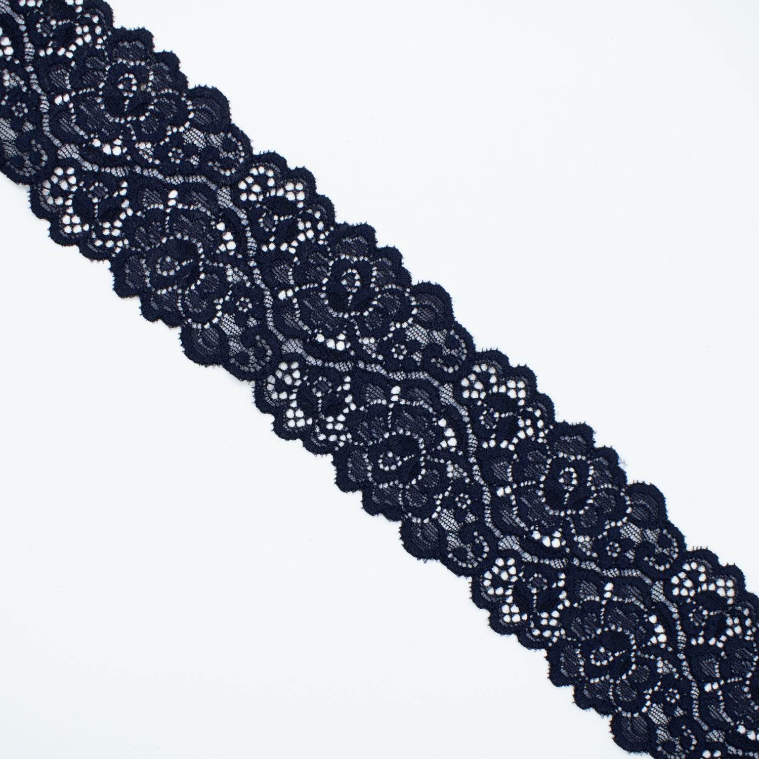 Stretch Raschel Lace Trim 65mm Design-87 Navy Blue