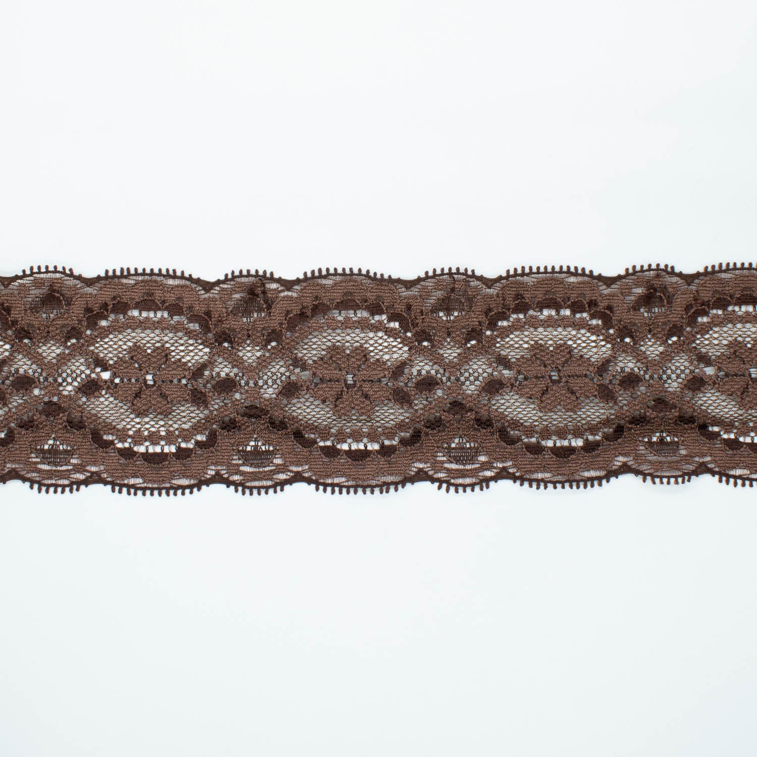 Stretch Raschel Lace Trim 65mm Design-HL Chocolate Brown #32694