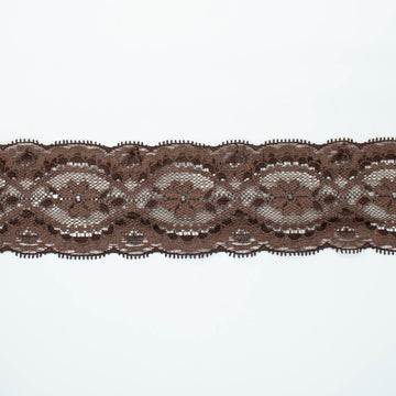 Stretch Raschel Lace Trim 65mm Design-HL Chocolate Brown #32694