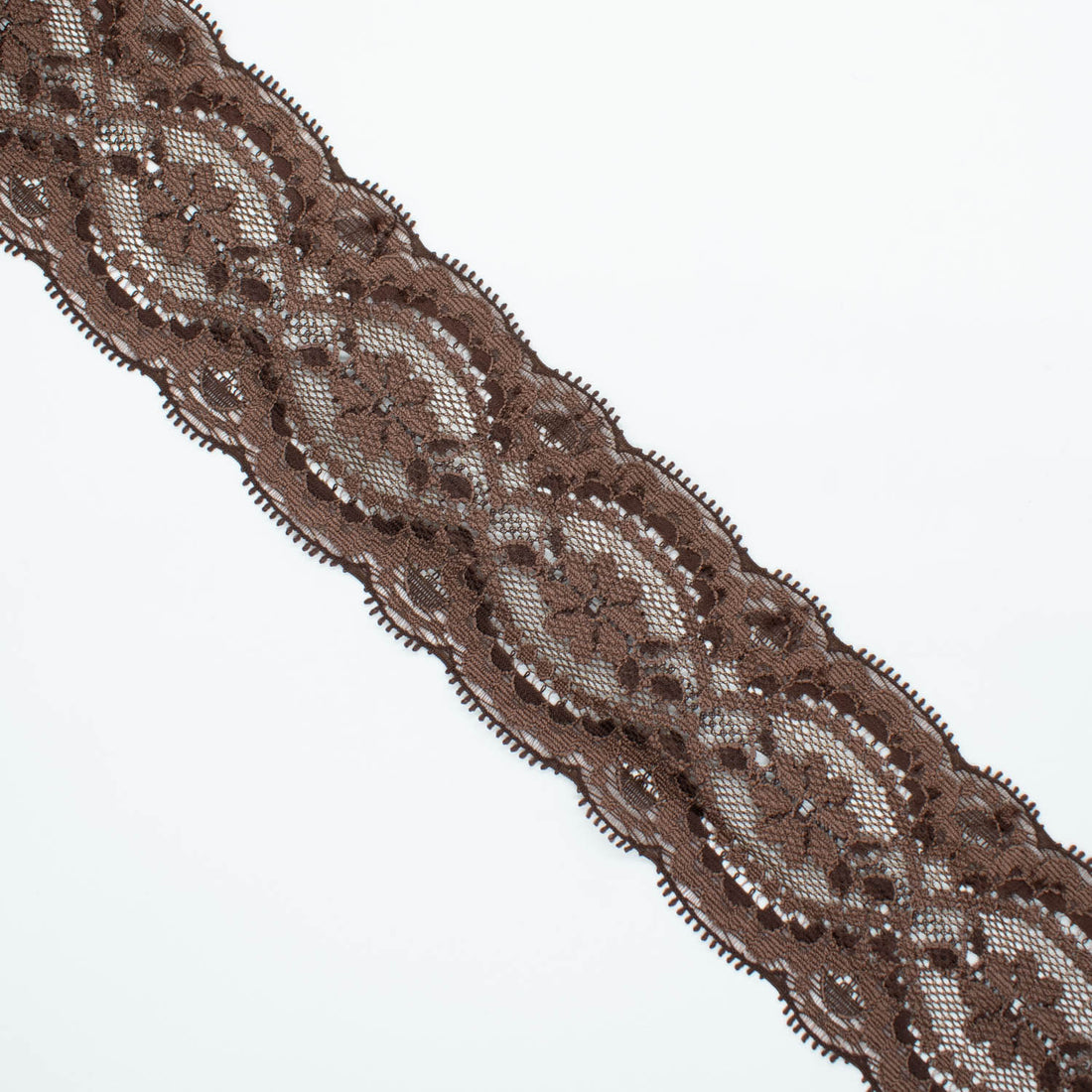 Stretch Raschel Lace Trim 65mm Design-HL Chocolate Brown #32694
