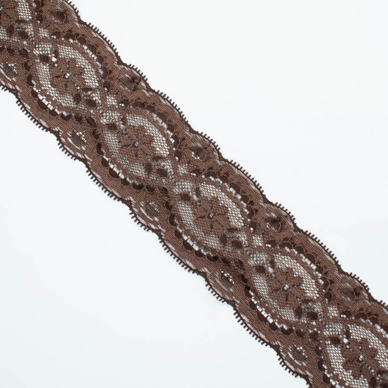 Stretch Raschel Lace Trim 65mm Design-HL Chocolate Brown #32694