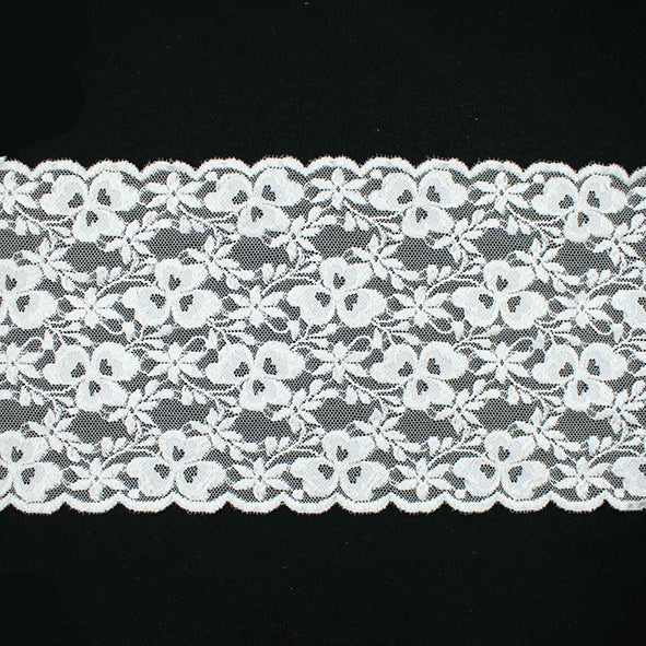 White Stretch Raschel Lace Trim 140mm