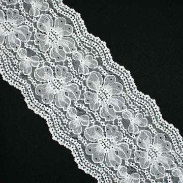 Off White Floral Stretch Raschel Lace Trim 165mm