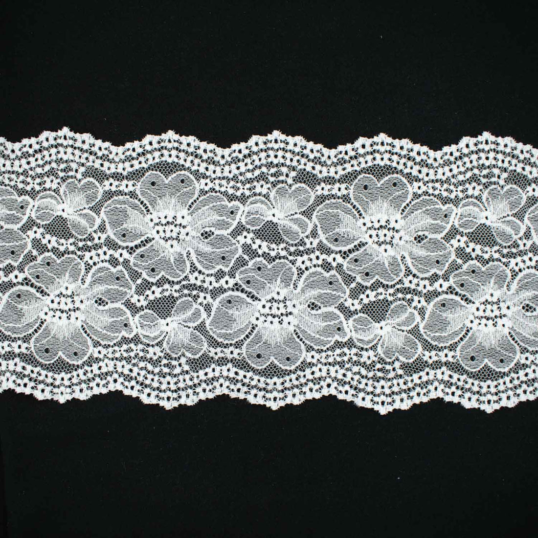 Off White Floral Stretch Raschel Lace Trim 165mm