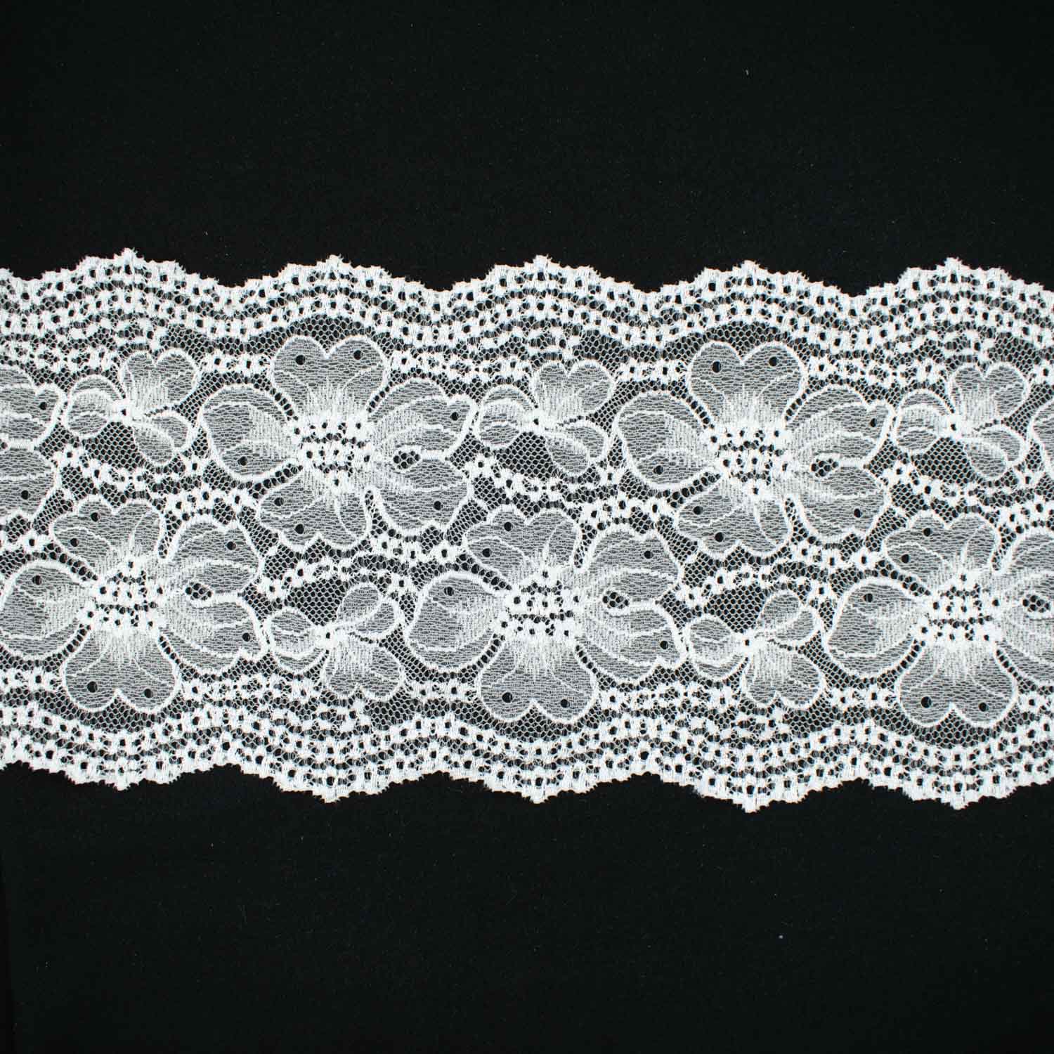 Off White Floral Stretch Raschel Lace Trim 165mm