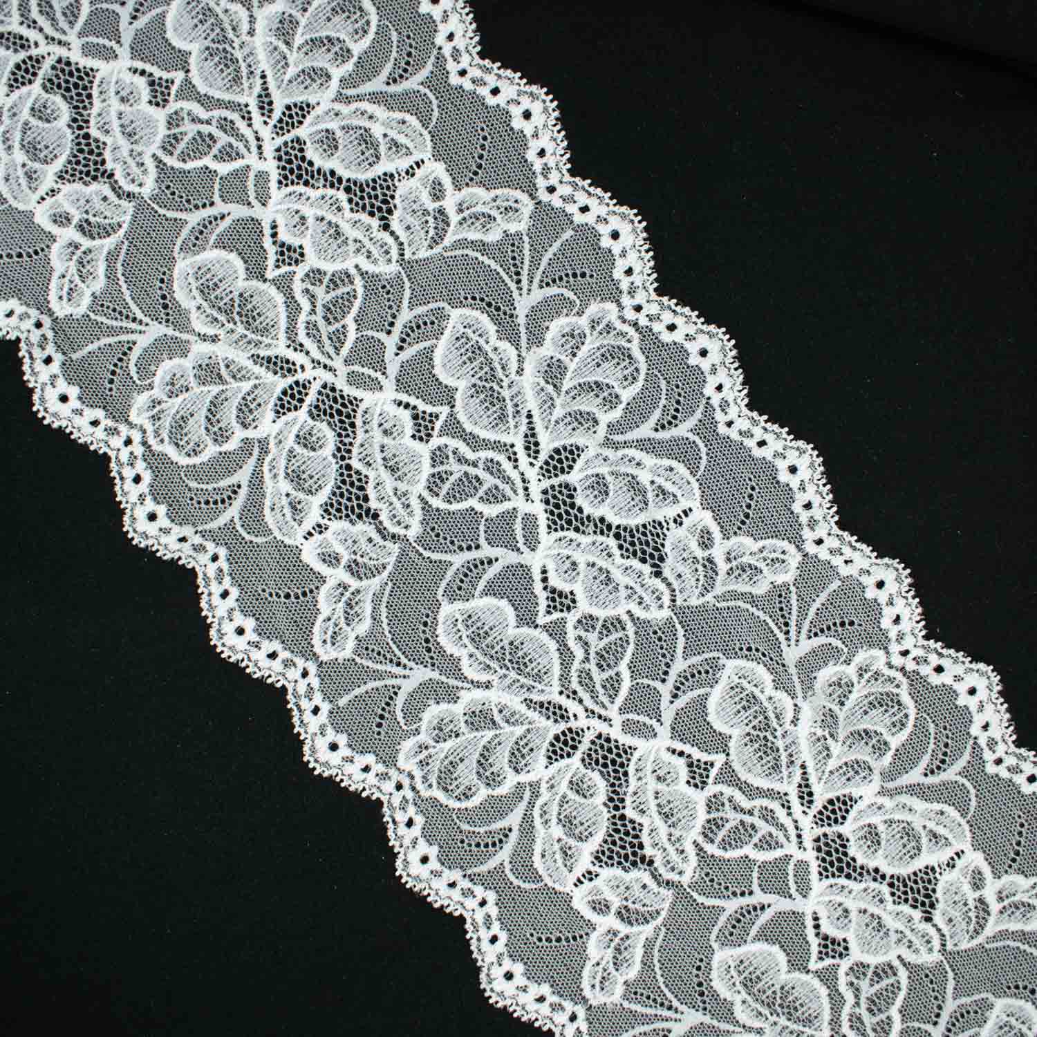 White Vines Stretch Raschel Lace Trim 170mm