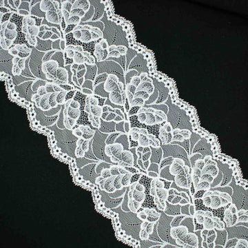 White Vines Stretch Raschel Lace Trim 170mm