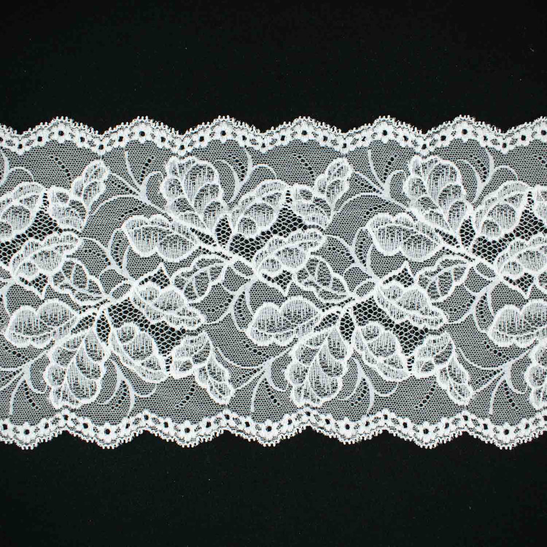 White Vines Stretch Raschel Lace Trim 170mm
