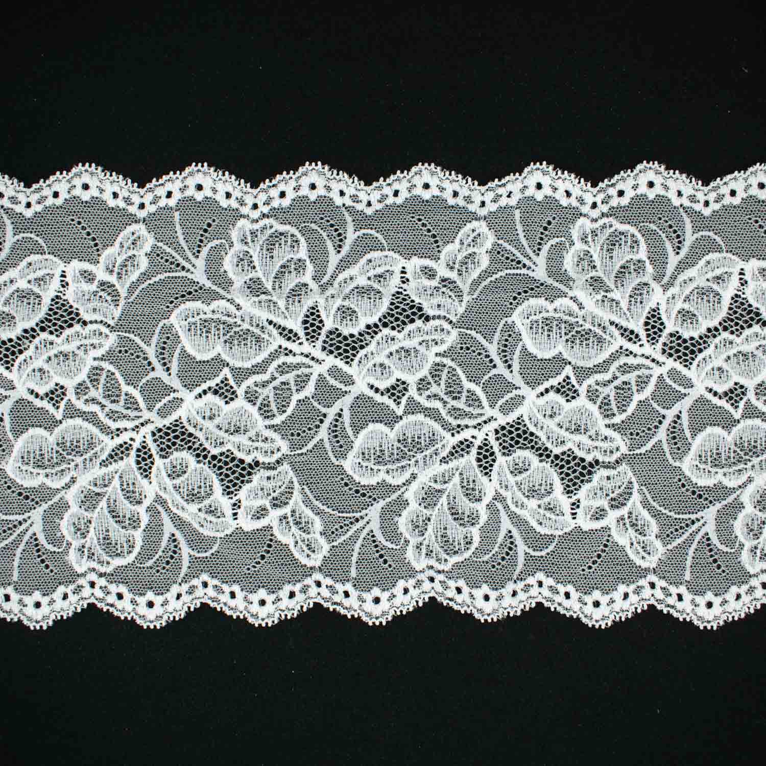 White Vines Stretch Raschel Lace Trim 170mm