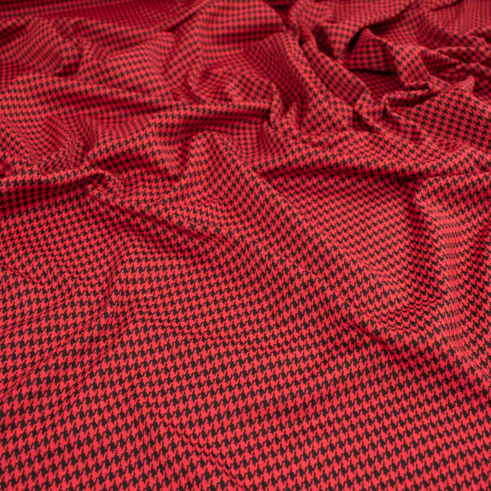 Printed Suiting Knit Design-5 Red/Black Houndstooth