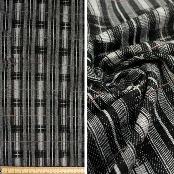 Printed Suiting Knit Design-1 Black & White Stripes