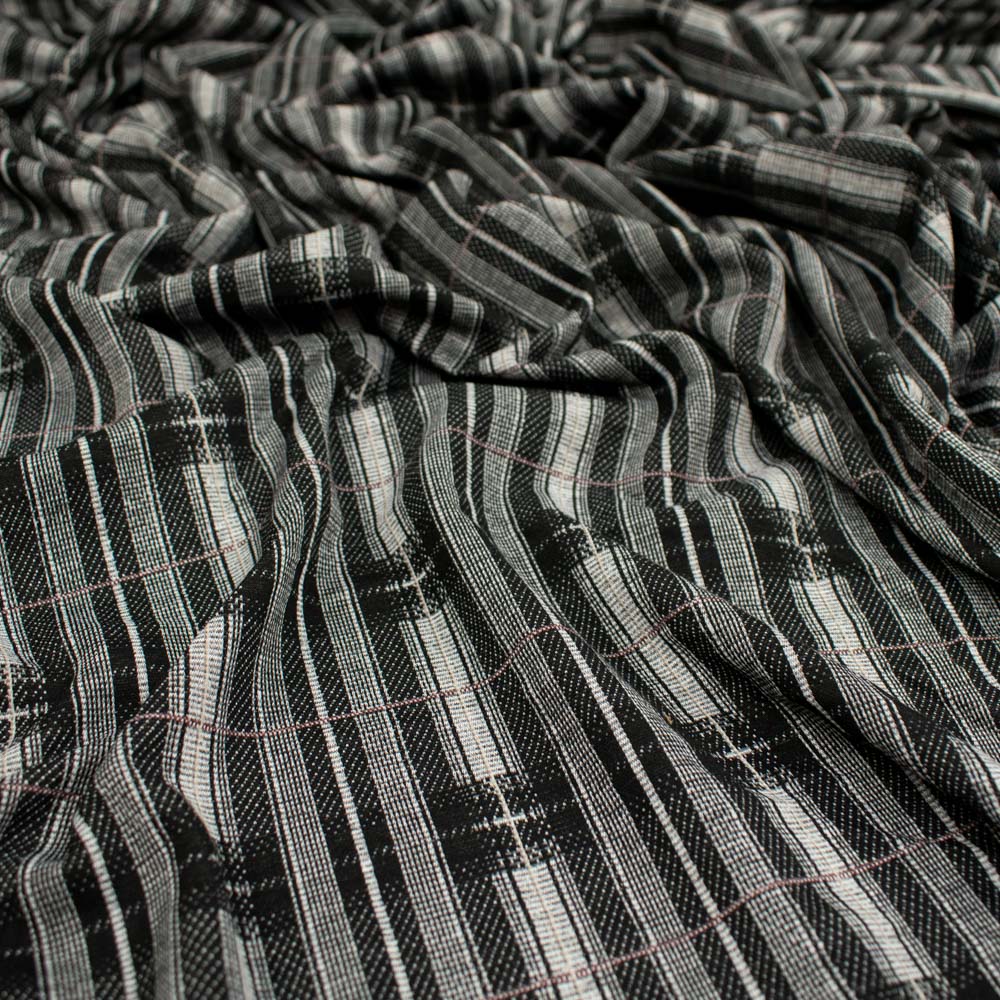 Printed Suiting Knit Design-1 Black & White Stripes