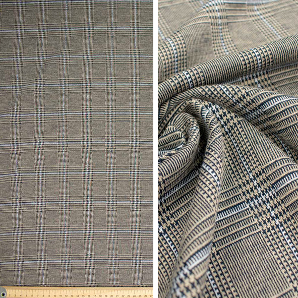 Printed Suiting Knit Design 2 - Latte Check