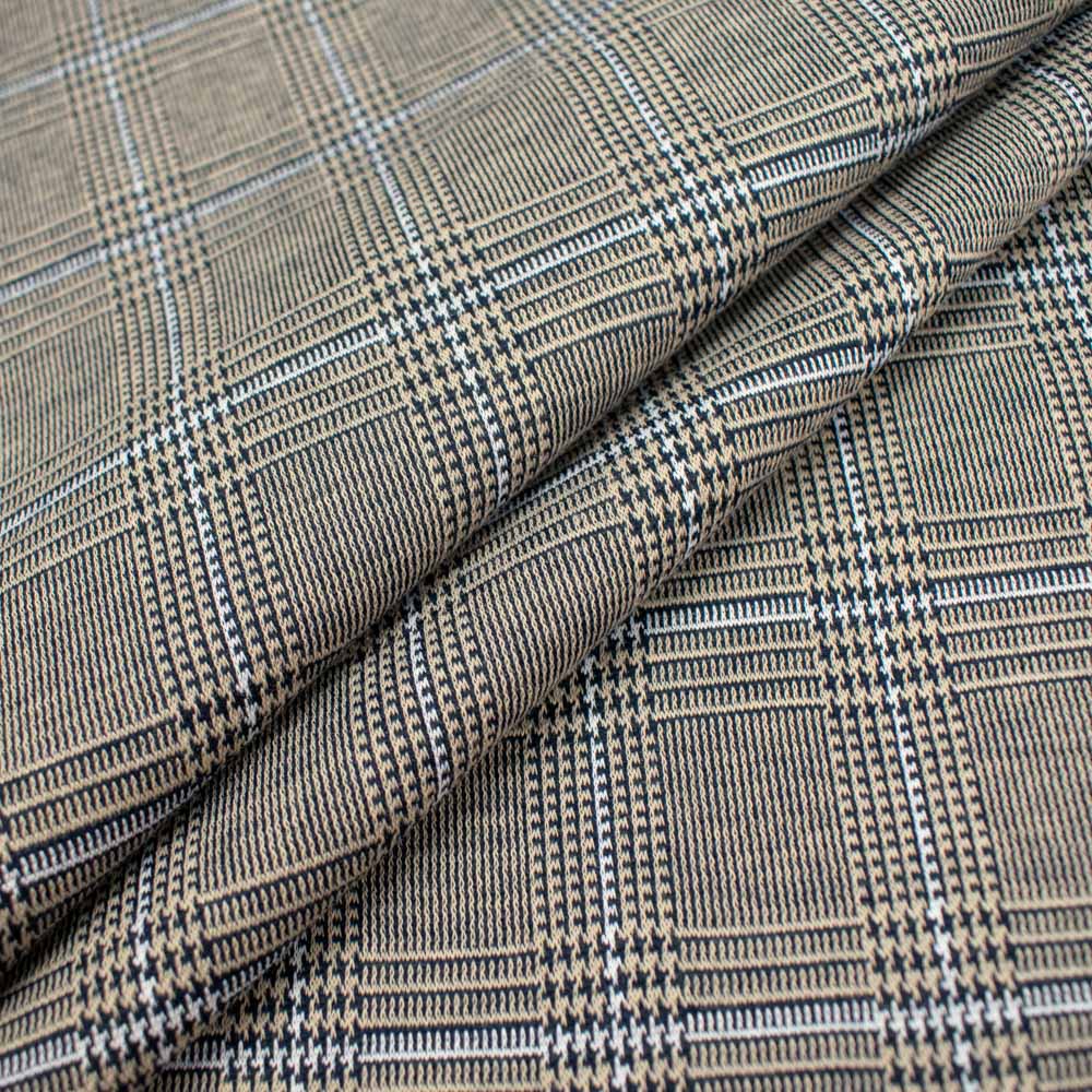 Printed Suiting Knit Design 2 - Latte Check