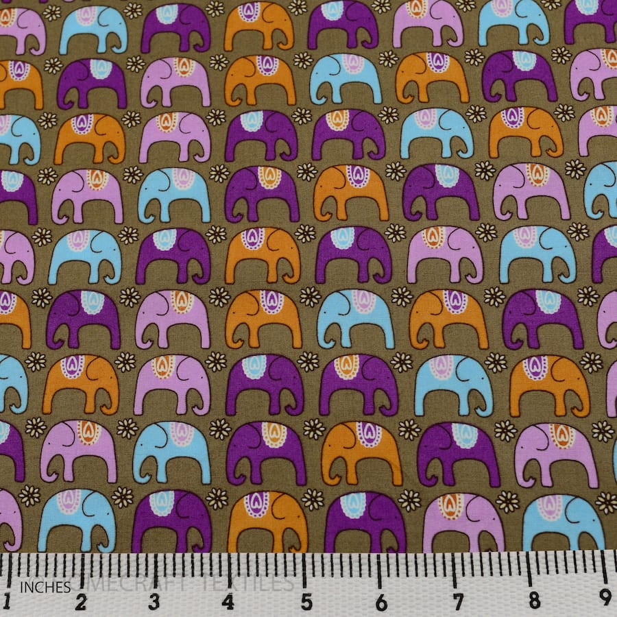 Elephants Design Cotton Prints by Homecraft Textiles - Haberdashery Shop in Australia