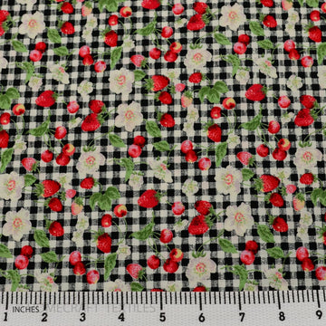 Strawberries and Flowers Design Cotton Prints by Homecraft Textiles - Fabric Online Australia