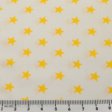 Yellow Stars in White Fabric Cotton Prints by Homecraft Textiles - Fabric Online Australia