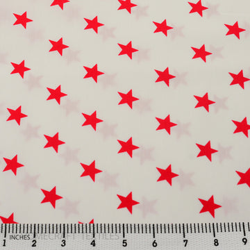 Red Stars in White Fabric Cotton Prints by Homecraft Textiles - Fabric Online Australia