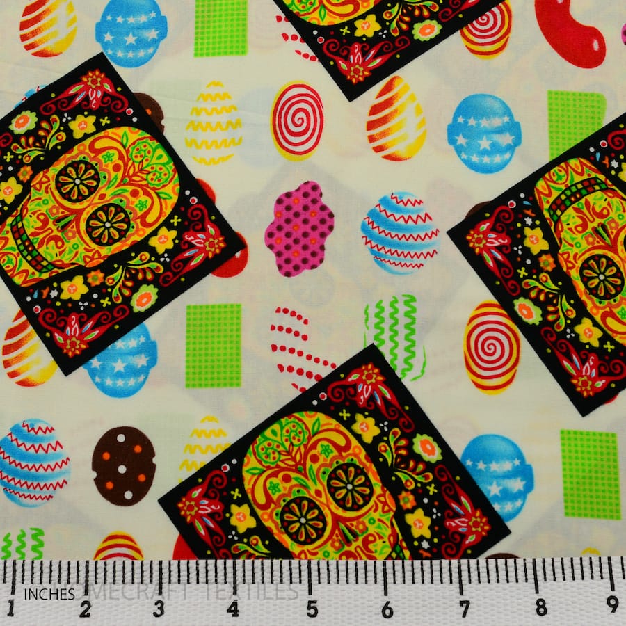 Colorful Skull Design Cotton Prints by Homecraft Textiles - Fabric Online Australia