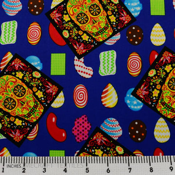 Colorful Skull Design Printed Cotton Canvas by Homecraft Textiles - Fabric Online Australia