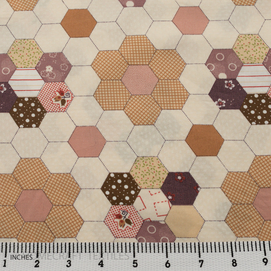 Hexagon Tile Design Cotton Prints by Homecraft Textiles - Online Fabric Store