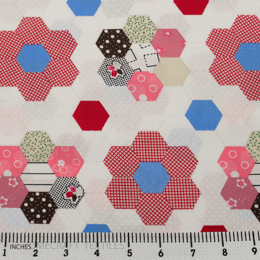Hexagon Tile Design Cotton Prints by Homecraft Textiles - Online Fabric Store