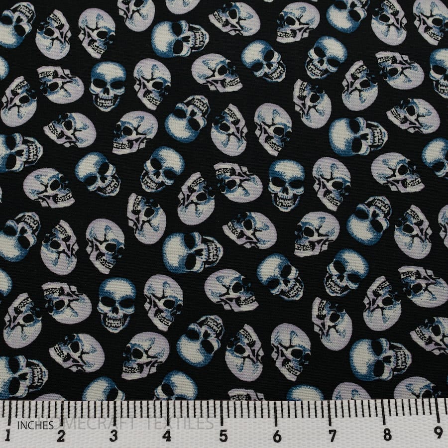 Skull Design Printed Cotton Canvas by Homecraft Textiles - Fabric Online Australia