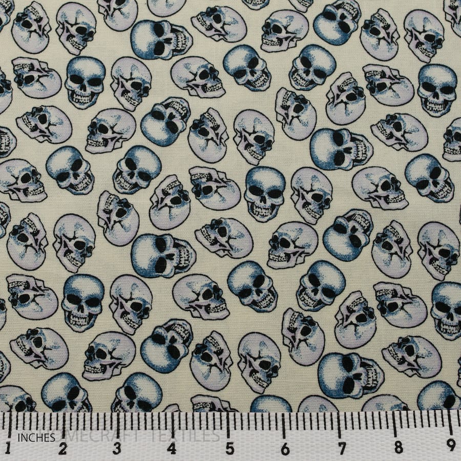 Skull Design Printed Cotton Canvas by Homecraft Textiles - Fabric Online Australia