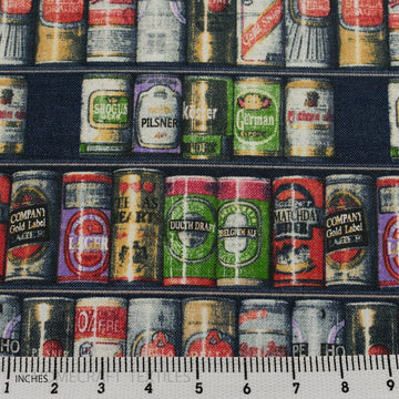 Canned Beer Design Printed Cotton Canvas by Homecraft Textiles - Fabric Online Australia