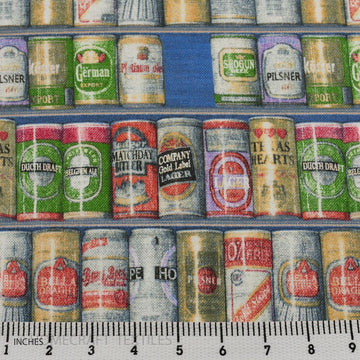 Canned Beer Design Printed Cotton Canvas by Homecraft Textiles - Fabric Online Australia