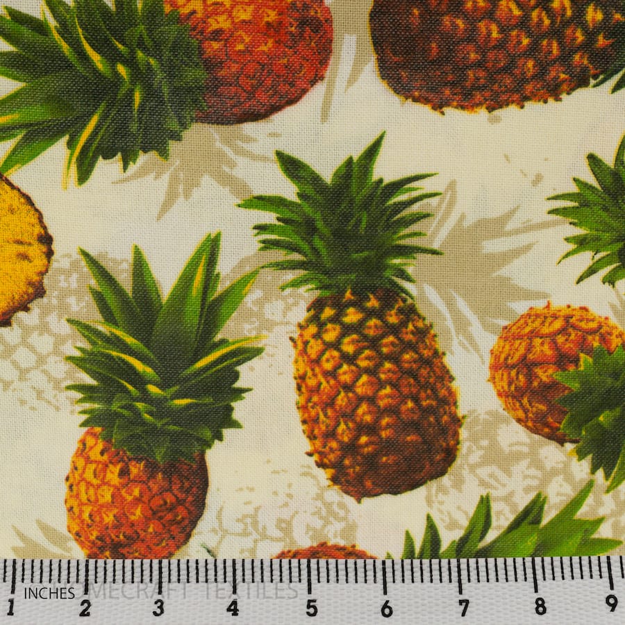 Pineapple Design Printed Cotton Canvas by Homecraft Textiles - Fabric Online Australia