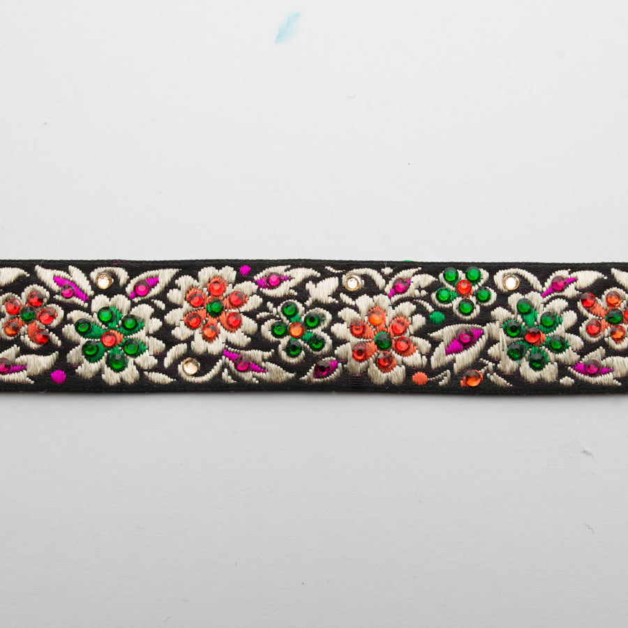 Embroidered Fancy Floral Ribbon-2.5cm