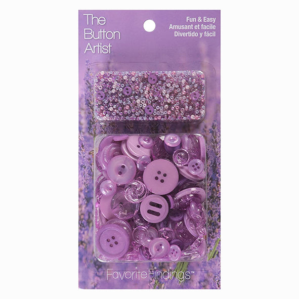 The Button Artist Buttons & Beads Bulk Pack Lavender