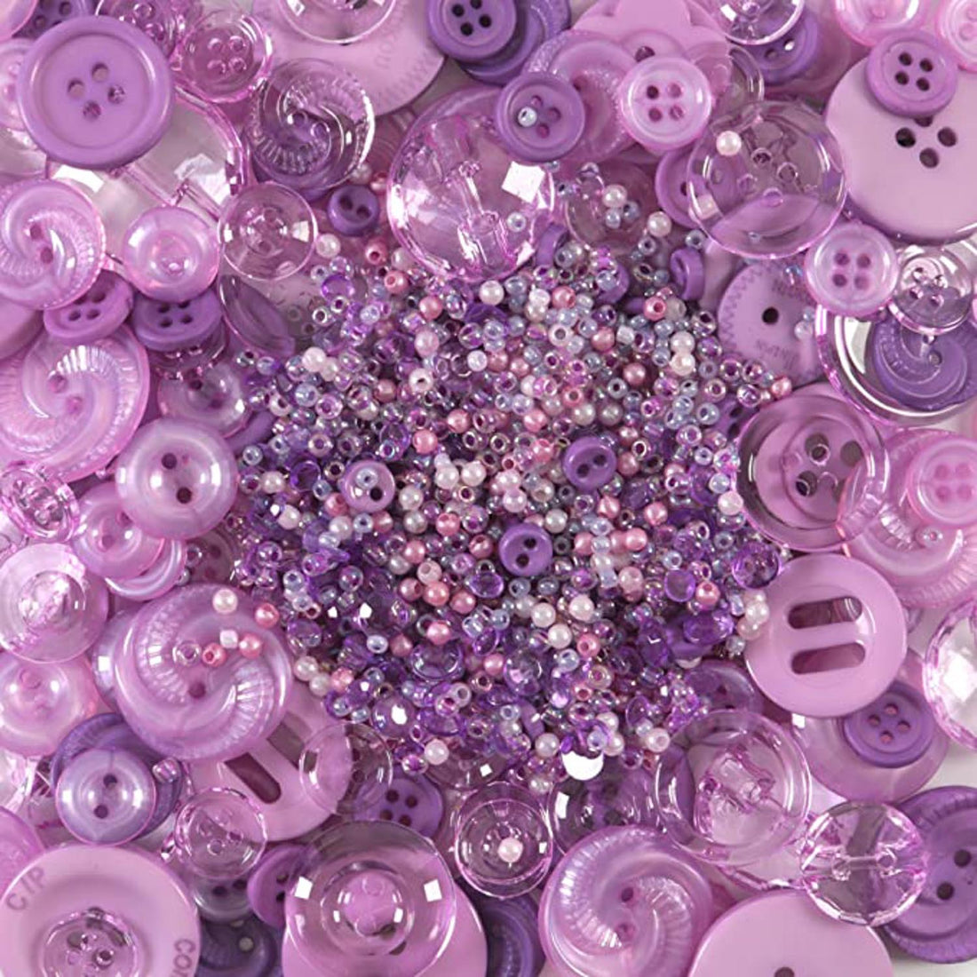 The Button Artist Buttons & Beads Bulk Pack Lavender
