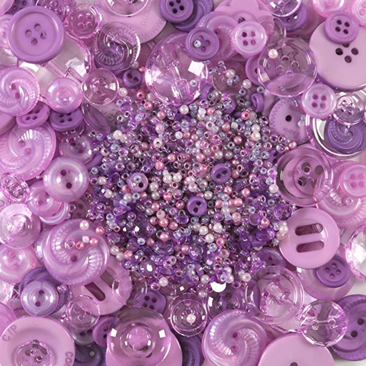 The Button Artist Buttons & Beads Bulk Pack Lavender Homecraft Textiles