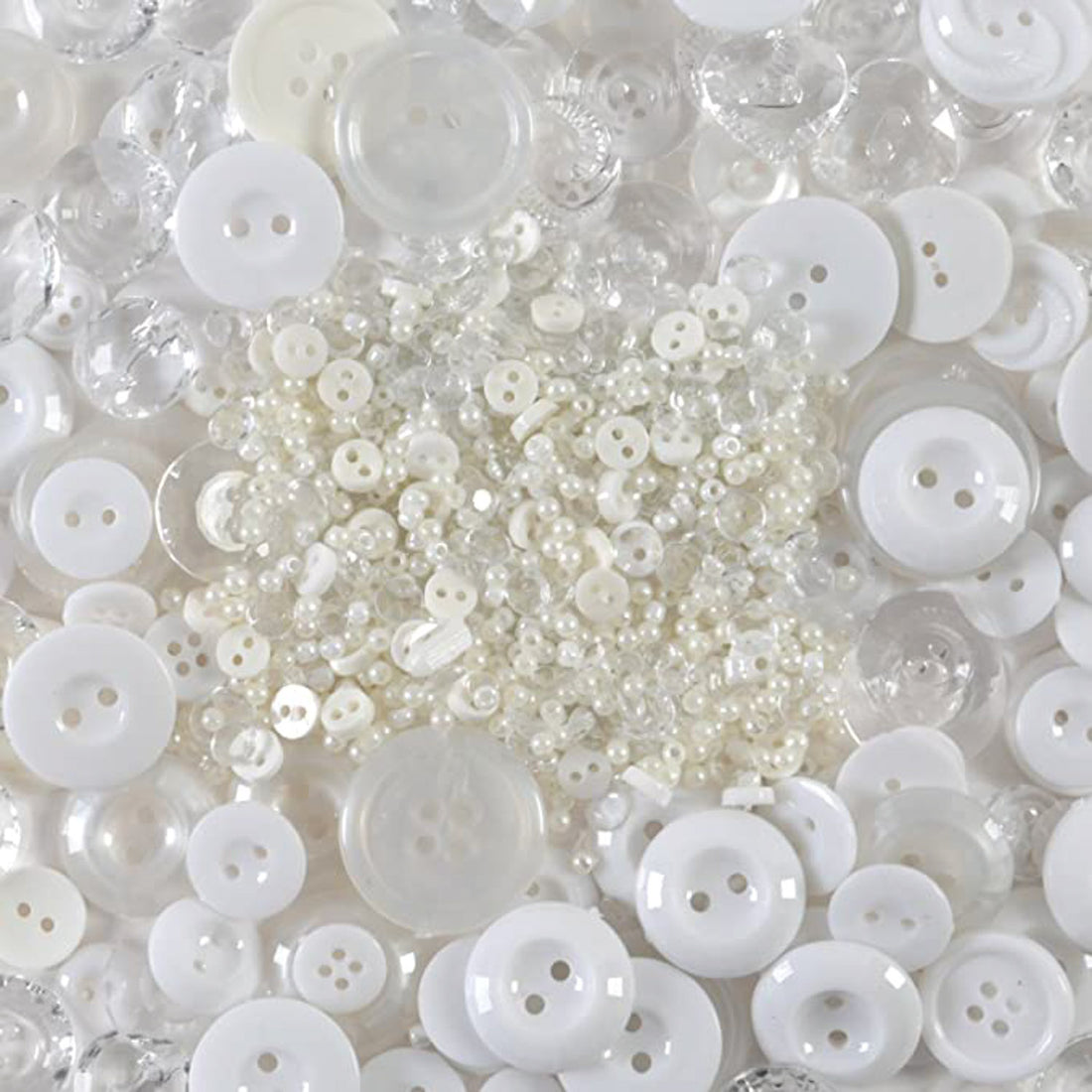 The Button Artist Buttons & Beads Bulk Pack White