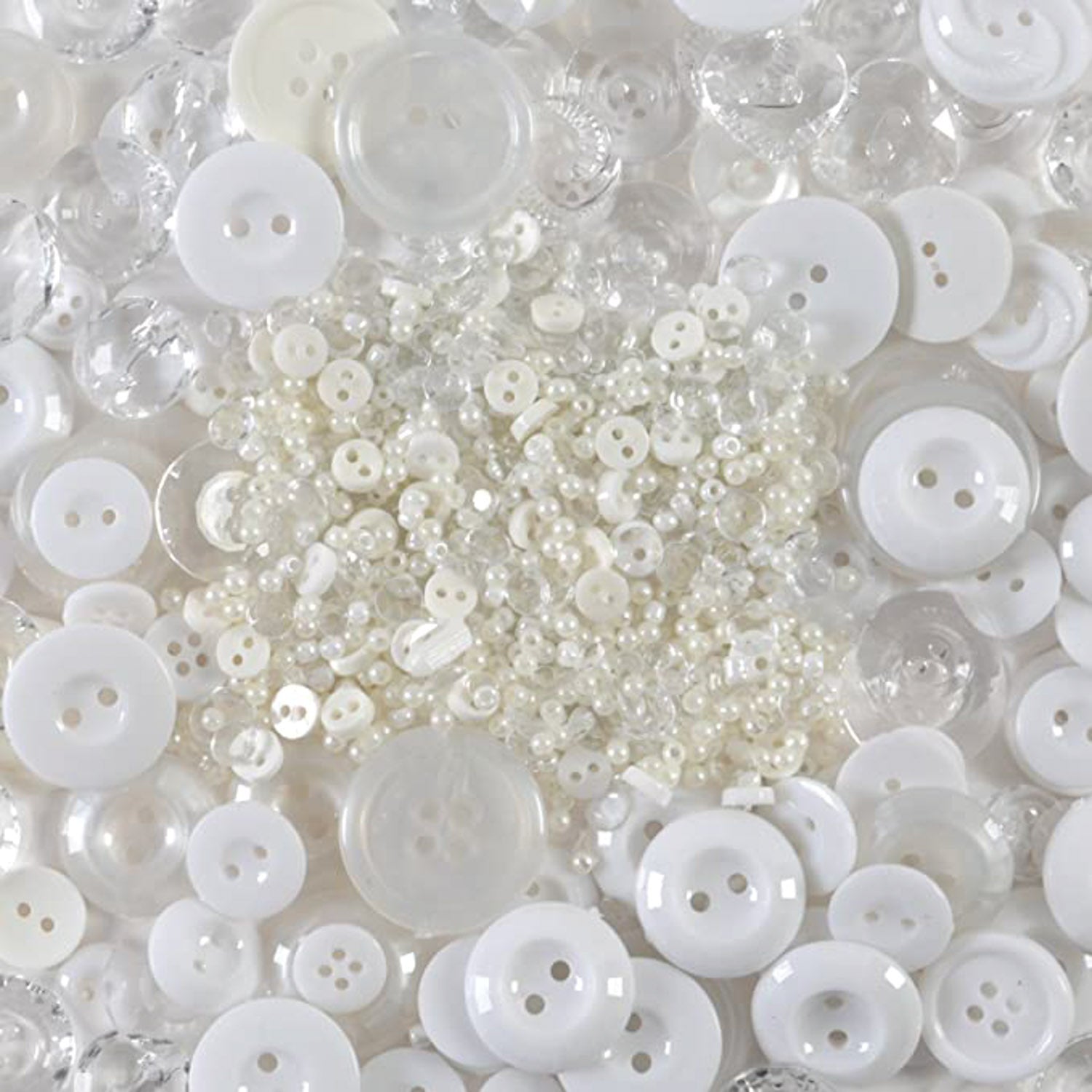 The Button Artist Buttons & Beads Bulk Pack White